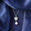 Silver Nazy Pink Pearl Heart Pendant Chain