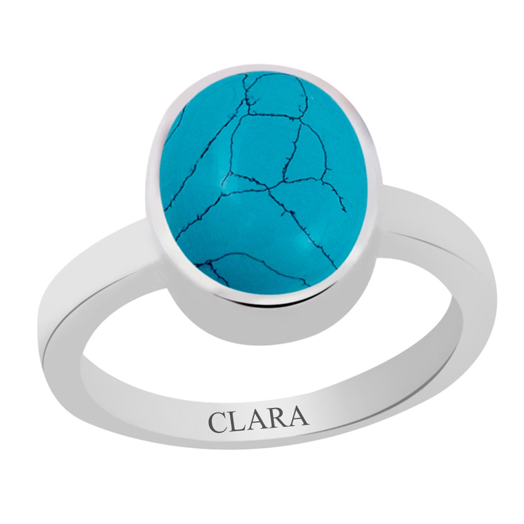 Certified Turquoise Firoza Line Elegant Silver Ring 7.5cts or 8.25ratti