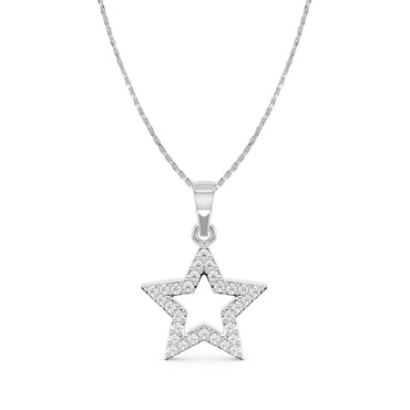 CLARA 925 Sterling Silver Star Pendant Chain Necklace 