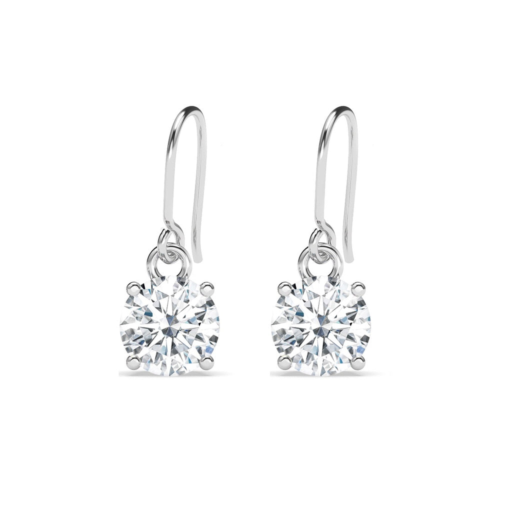 Silver Gia Classic Solitaire Dangle Drop Earrings