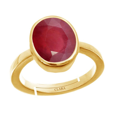 CLARA Certified Original Ruby Manik Gemstone 3.25 to 10.25 ratti or 3 to 9.3 carat Panchdhatu adjustable Ring for Men & Women