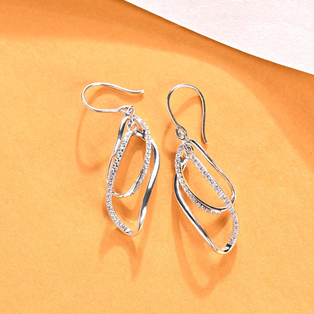 Silver Twisted Long Dangler Earrings