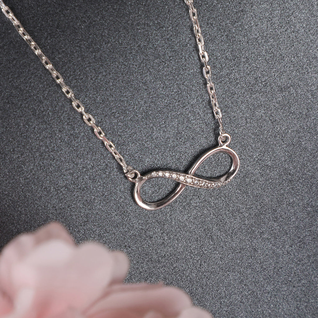 CLARA 925 Sterling Silver Infinity Pendant Chain Necklace 