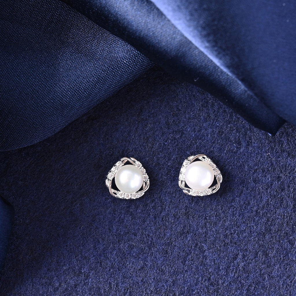 Silver Zuha Freshwater Pearl Stud Earrings