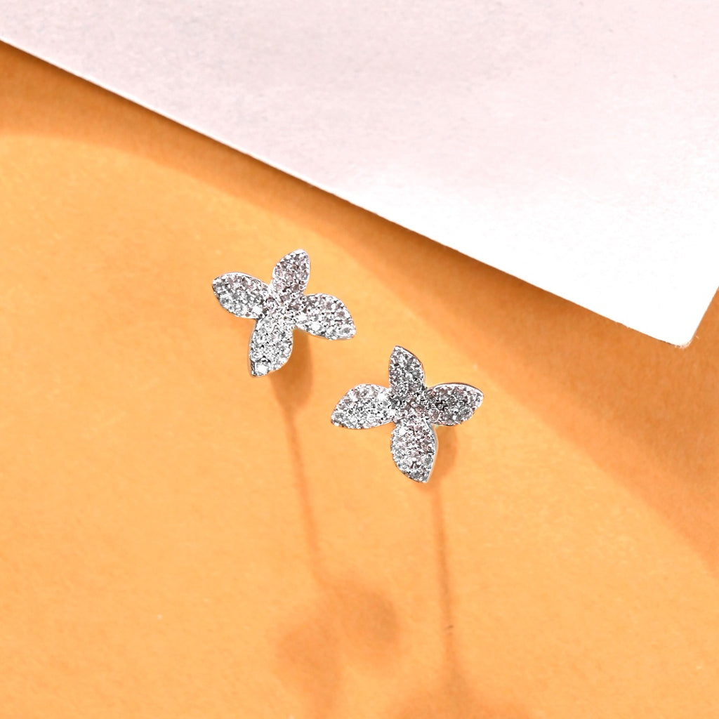 Silver Floral Stud Earrings