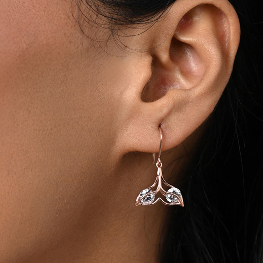 Silver Whale Tail Dangler Earrings