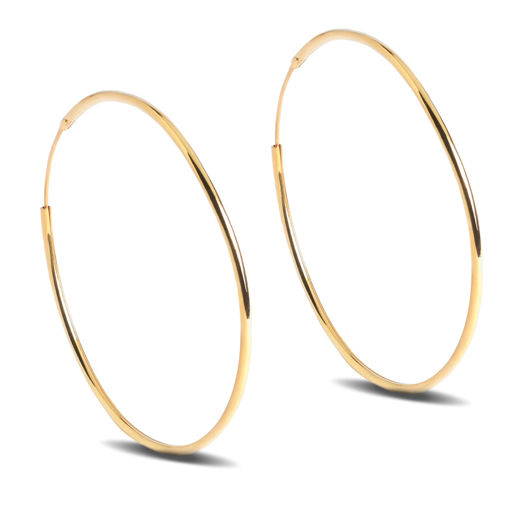 CLARA 925 Sterling Silver Classic Hoop Earring Gold Plated Gift for Women & Girls