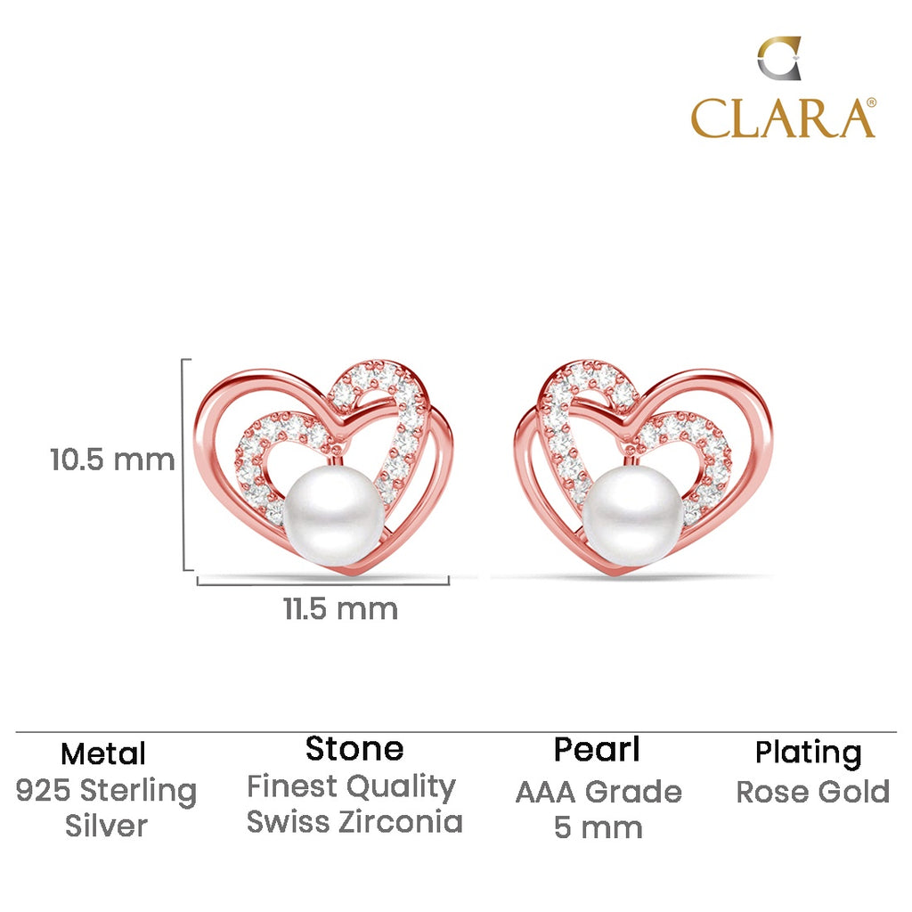 Silver Adah Freshwater Pearl Heart Stud Earrings