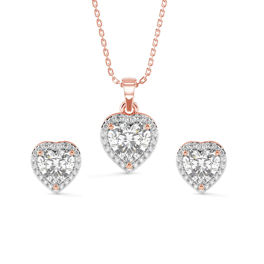 Silver Heart Solitaire Jewellery Set
