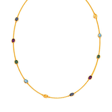 CLARA 925 Sterling Silver Multicolor Charm Minimal Necklace Chain 