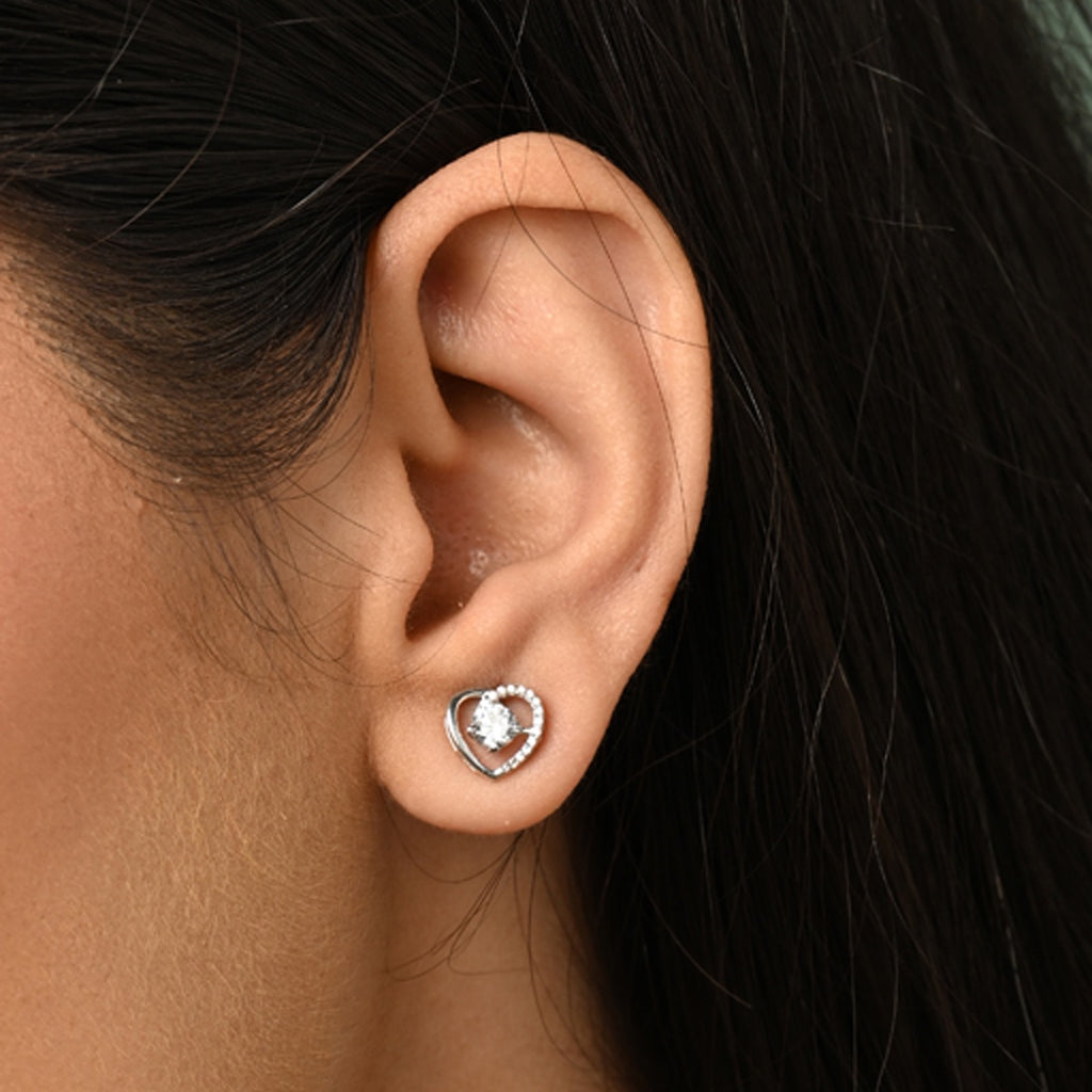 Silver Zola Heart Stud Earrings