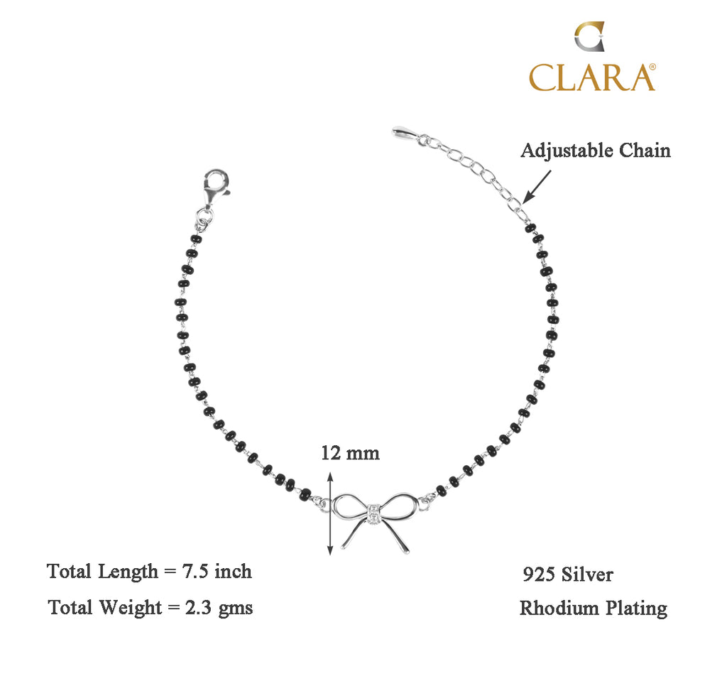 CLARA 925 Sterling Silver Bow Hand Mangalsutra Bracelet