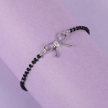 CLARA 925 Sterling Silver Bow Hand Mangalsutra Bracelet