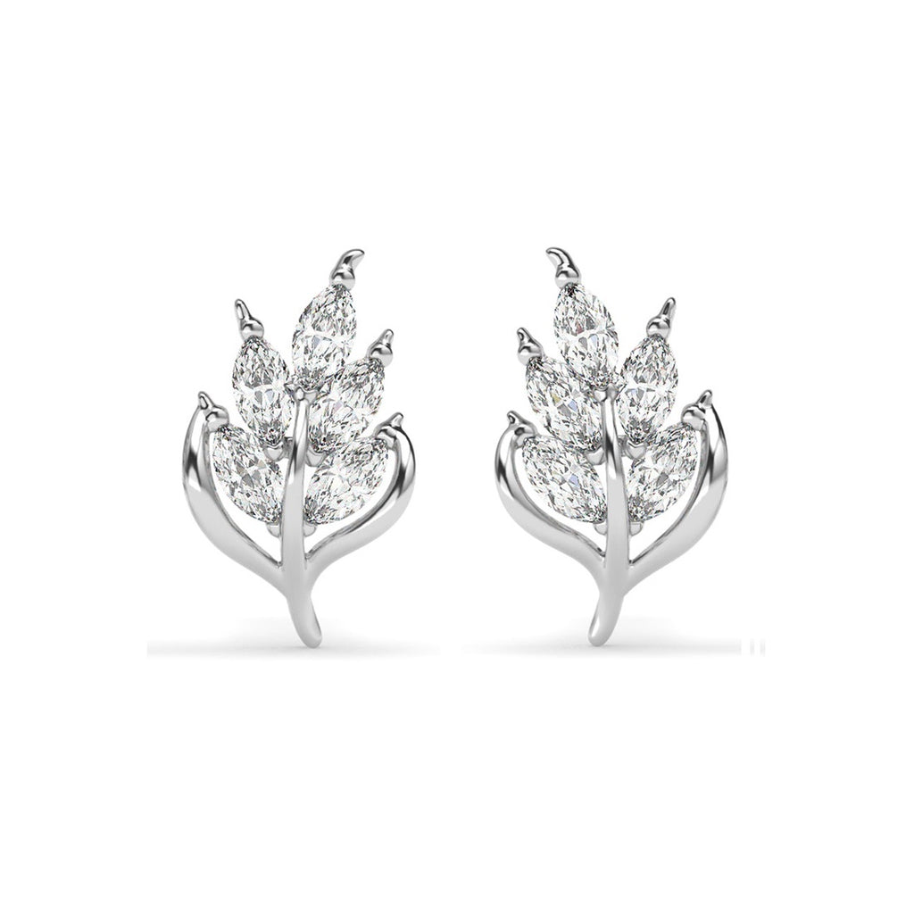 Silver Esma Leaf Stud Earrings