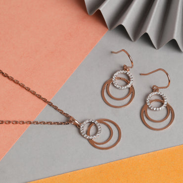 CLARA 925 Sterling Silver Irina Pendant Earring Chain Jewellery Set 