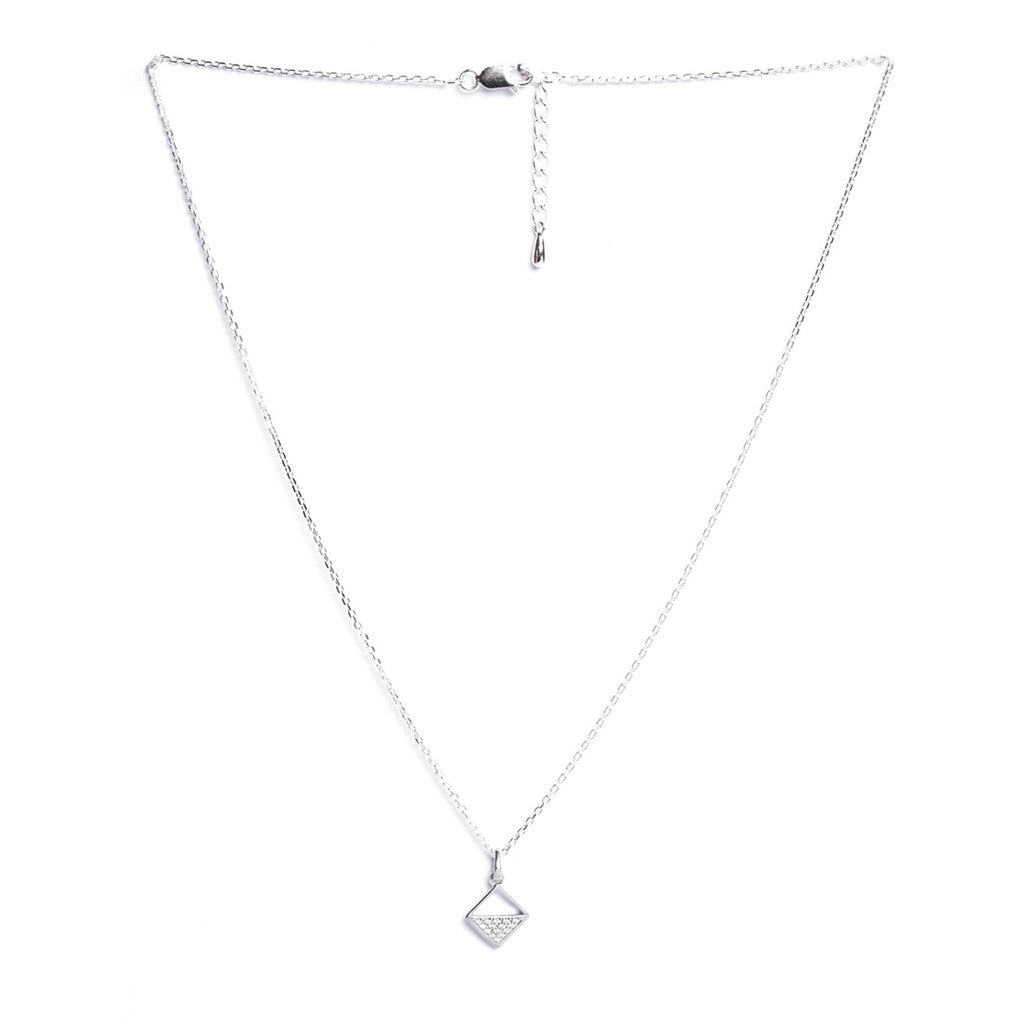 Silver Zeta Square Pendant Chain