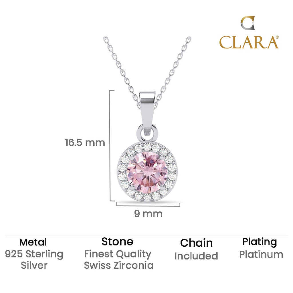 Silver Tove Pink Solitaire Pendant Chain