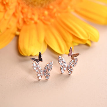 Silver Fairy Butterfly Earrings 
