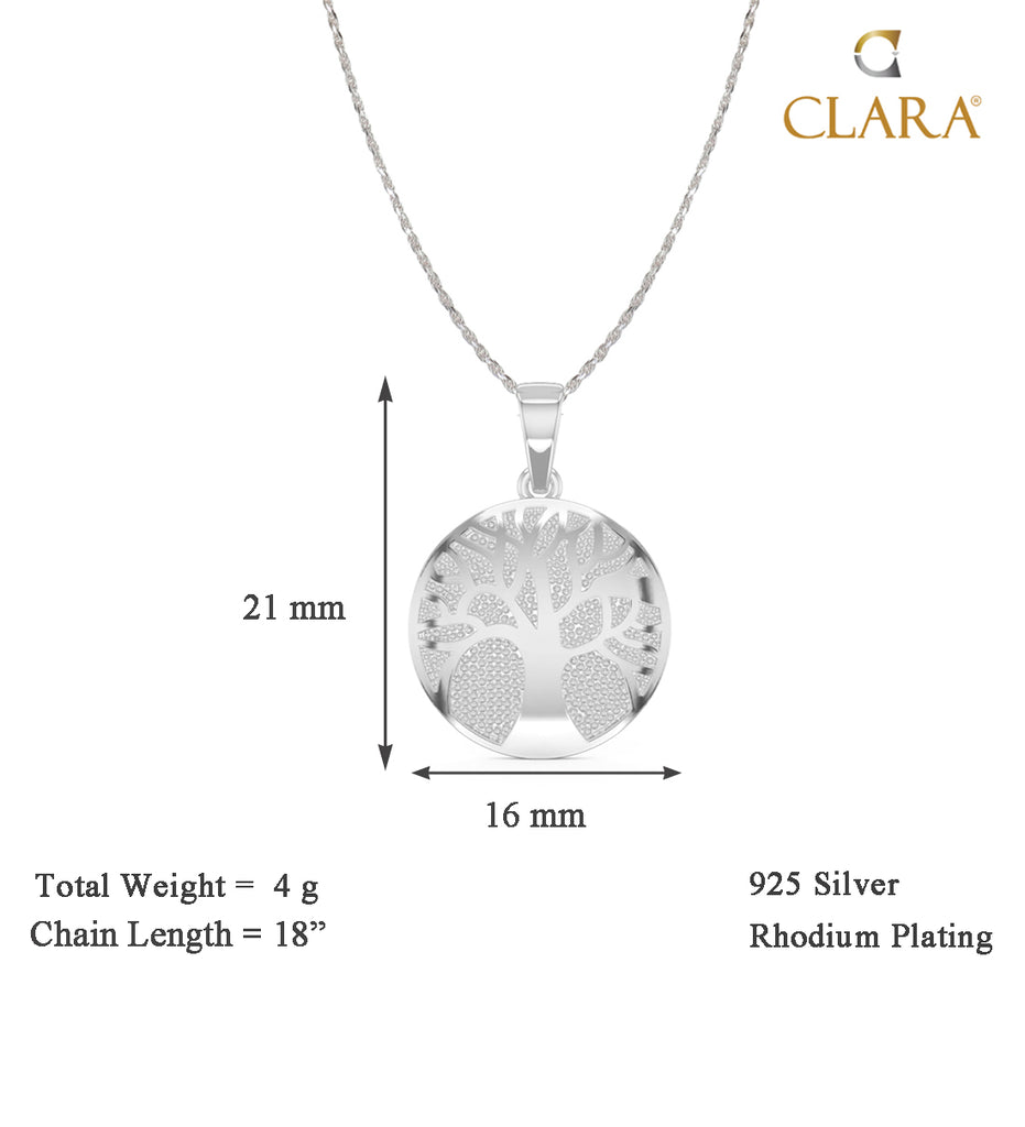 CLARA 925 Sterling Silver Tree of Life Pendant Chain Necklace 