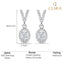 Silver Halo Oval Solitaire Dangle Drop Earrings