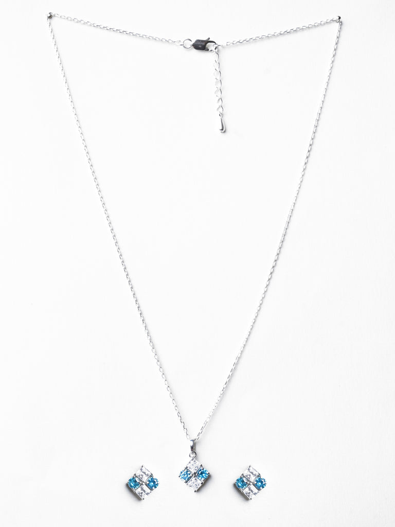 CLARA 925 Sterling Silver Belen Pendant Earring Chain Jewellery Set 