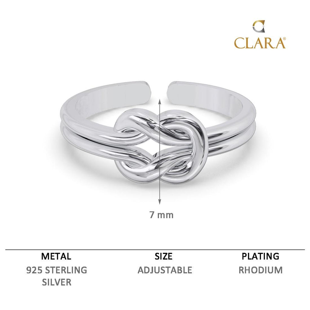 CLARA Pure 925 Sterling Silver Knot Finger Ring 