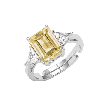 Silver Anya Fancy Yellow Solitaire Ring