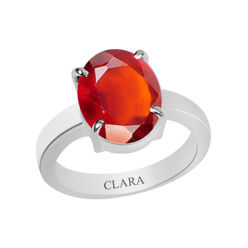 Certified Gomed Hessonite Prongs Silver Ring 7.5cts or 8.25ratti