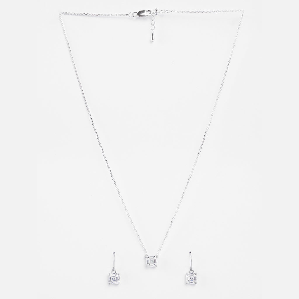 Silver Asscher Solitaire Jewellery Set