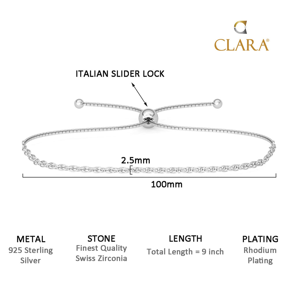 CLARA 925 Pure Silver Rope Chain Bracelet