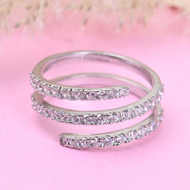 CLARA Pure 925 Sterling Silver Spiral Finger Ring with Adjustable Band 