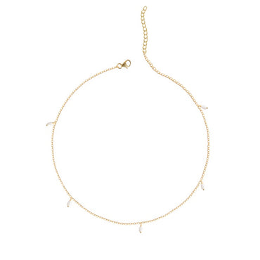 CLARA 925 Sterling Silver Dainty Pearl Charm Necklace Chain 