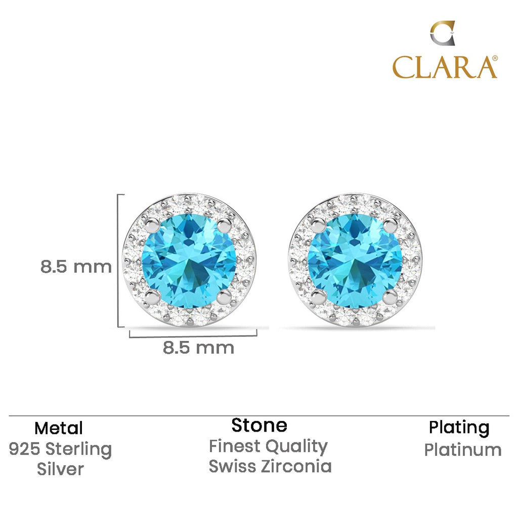 Silver Orsa Blue Solitaire Stud Earrings