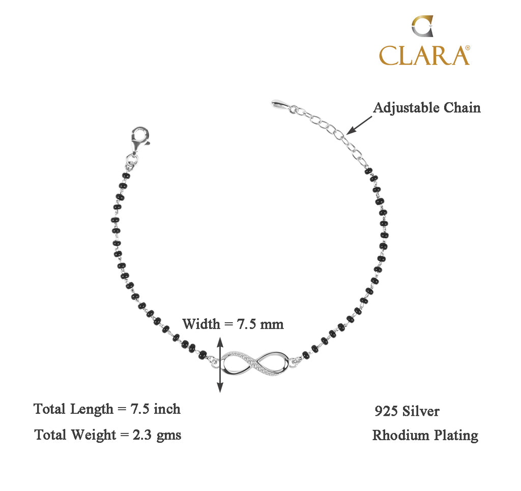 CLARA 925 Sterling Silver Infinity Hand Mangalsutra Bracelet