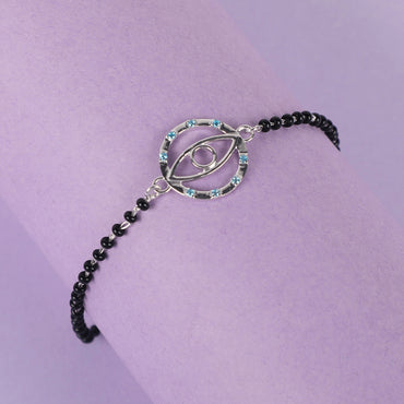 CLARA 925 Sterling Silver Evil Eye Circle Hand Mangalsutra Bracelet
