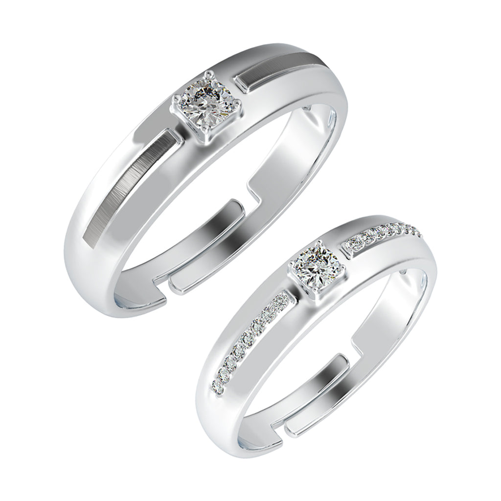 CLARA Pure 925 Sterling Silver Nario Adjustable Couple Band, Promise Rings for Lovers
