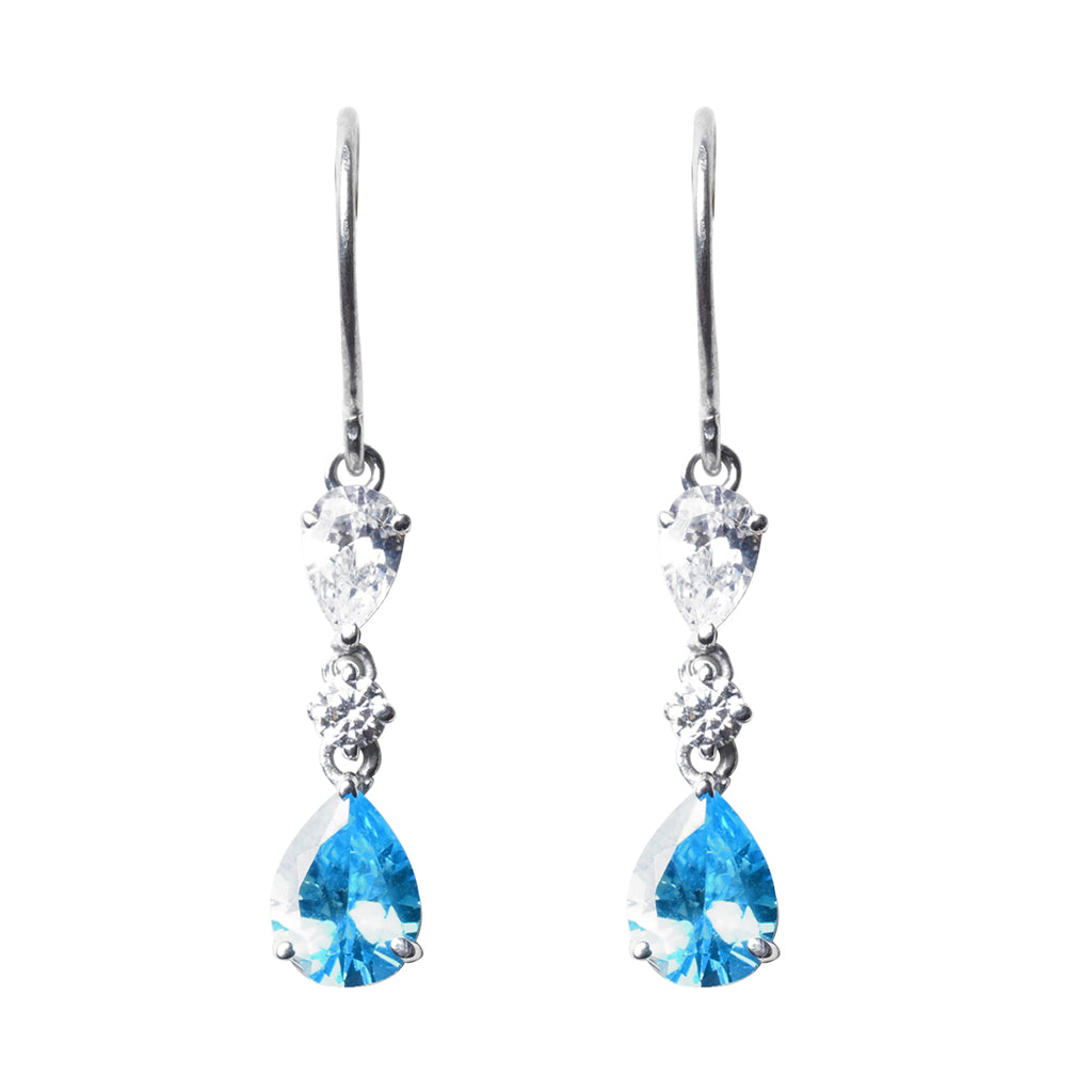 CLARA 925 Sterling Silver Pear Solitaire Earrings 