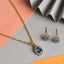CLARA 925 Sterling Silver Blue Pendant Earring Chain Jewellery Set Gold Rhodium Plated, Swiss Zirconia Gift for Women & Girls