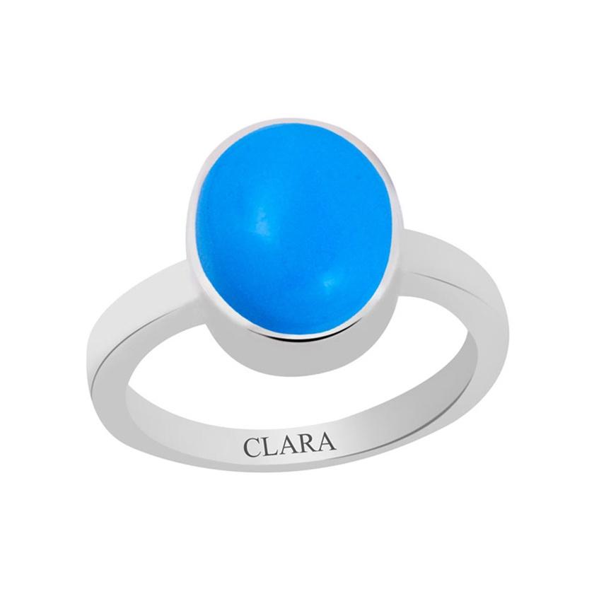 Certified Turquoise Firoza Elegant Silver Ring 3cts or 3.25ratti