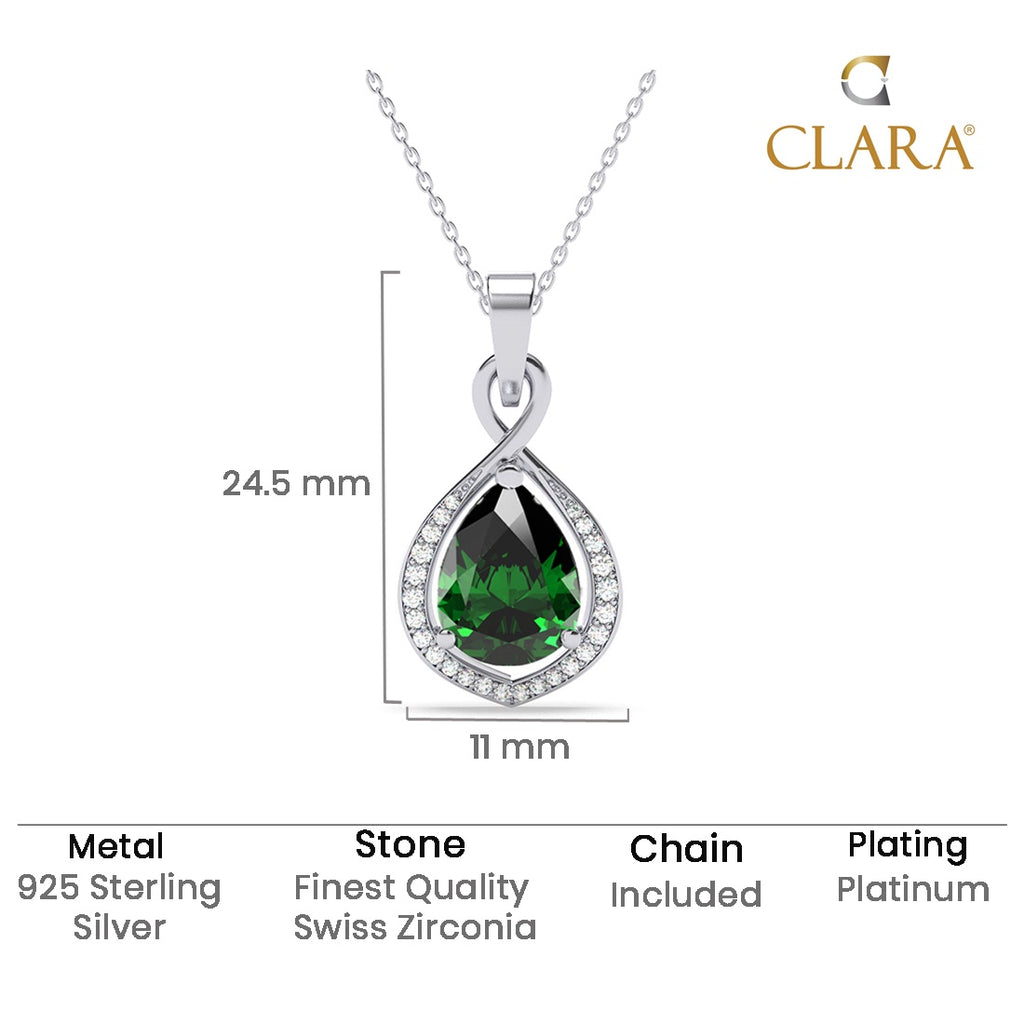 Silver Jino Green Solitaire Pendant Chain