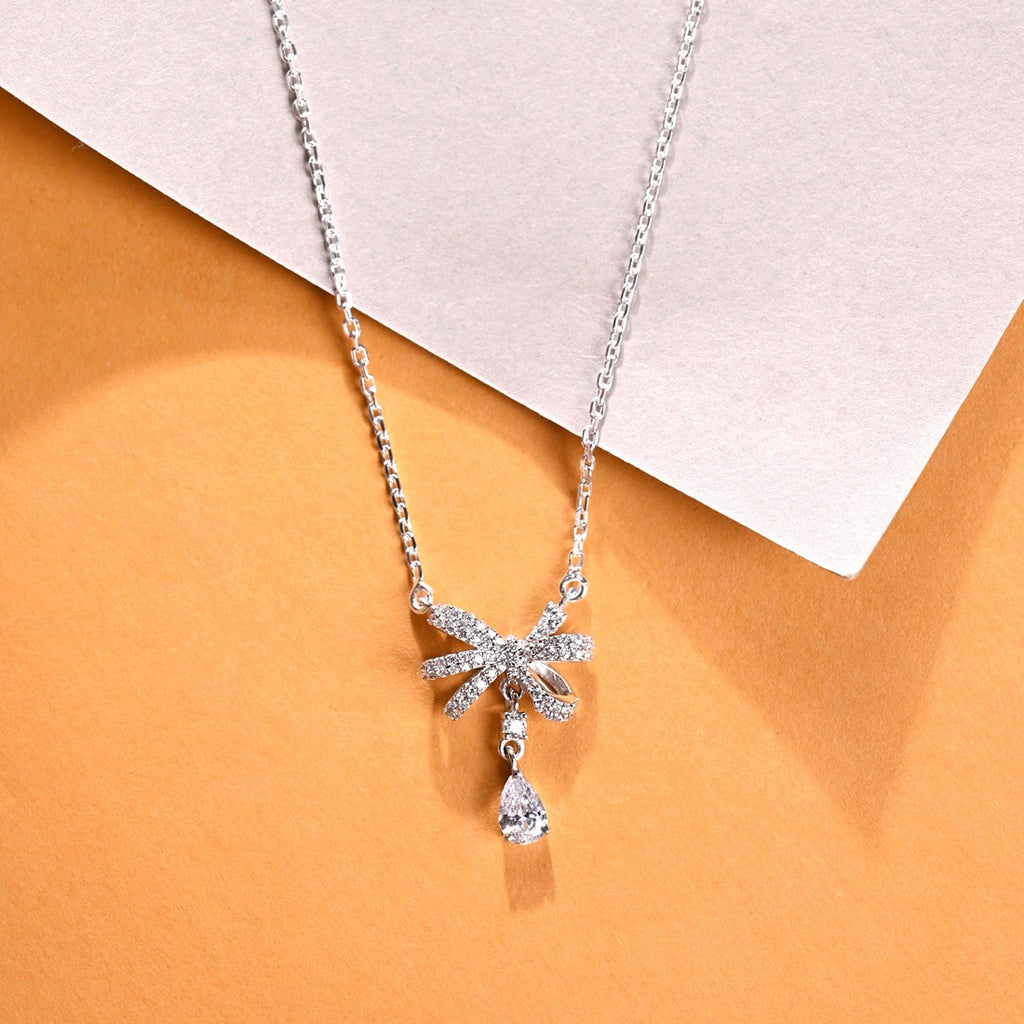 Silver Bow Knot Pendant Chain