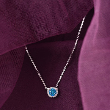 Silver Orsa Blue Solitaire Pendant Chain 