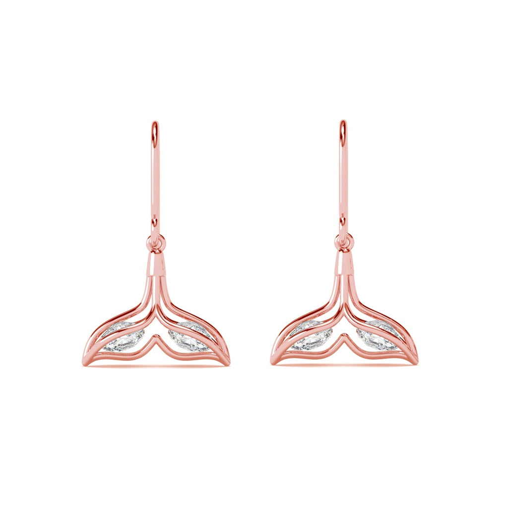 Silver Whale Tail Dangler Earrings 