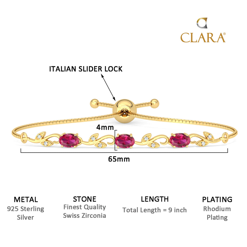 CLARA 925 Pure Silver Golden Ruby Hand Bracelet