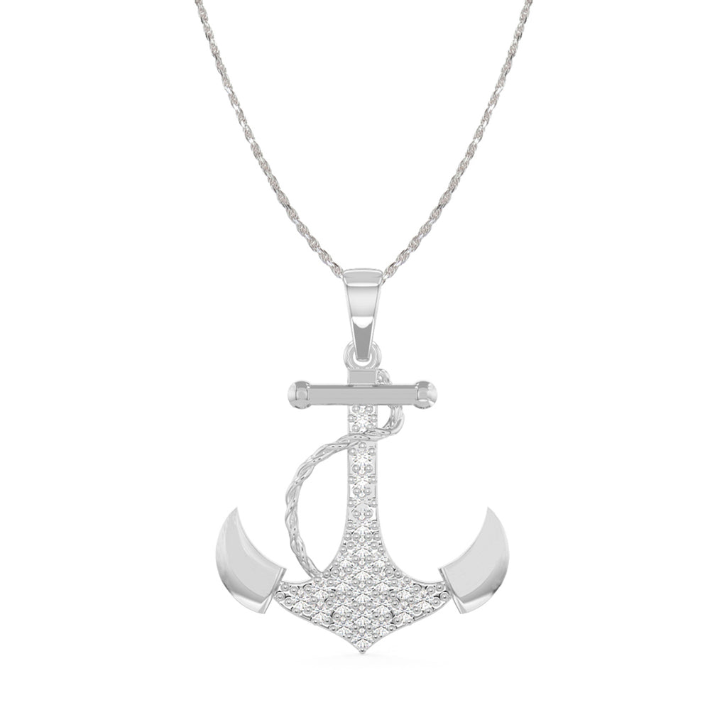 CLARA 925 Sterling Silver Anchor Pendant Chain Necklace 