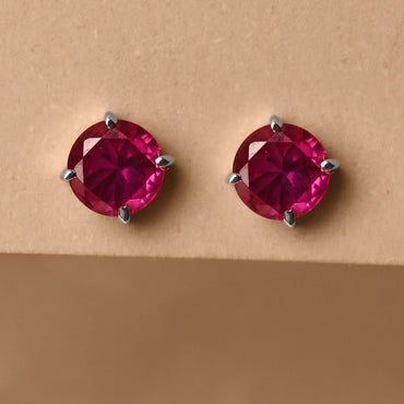 CLARA 925 Sterling Silver Blood Red Studs Earrings Gift for Kids Girls 