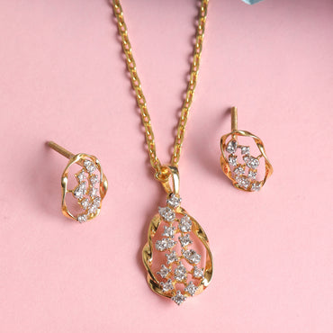 CLARA 925 Sterling Silver Petra Pendant Earring Chain Jewellery Set 