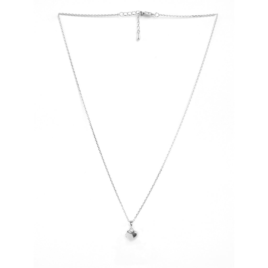 Silver Dua Heart Pendant Chain Necklace