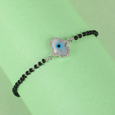 CLARA 925 Sterling Silver Evil Eye Hamsa Hand Hand Mangalsutra Bracelet