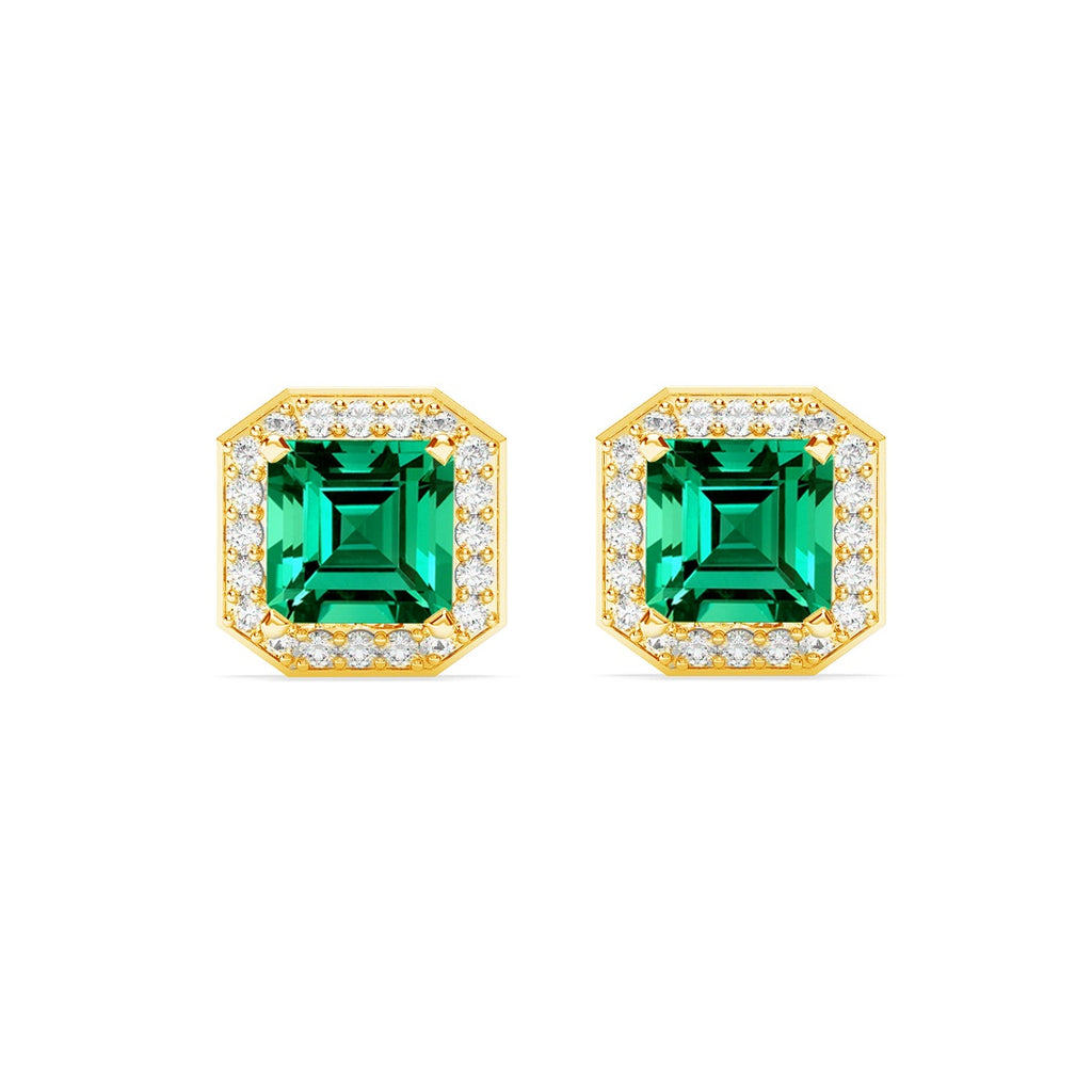 Silver Amati Green Solitaire Stud Earrings